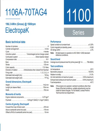کاتالوگ پرکینز 1106A-70TAG4